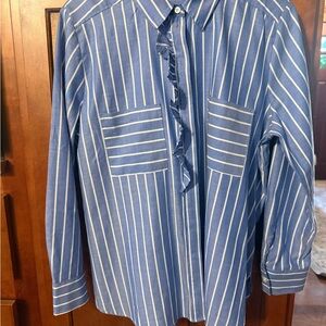 LOFT Blue and White Striped Shirt